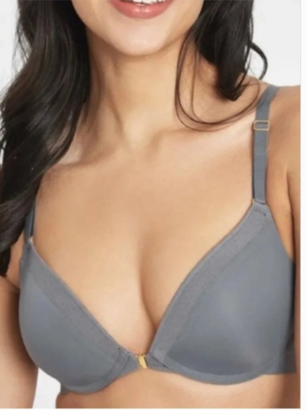 Lively Front-Close No-Wire Convertible Racerback Bra Smoke 32DDD